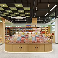 Shopping Mall Fruit Shop with Green Signage Cherry Logo and Shelves of Fresh Products