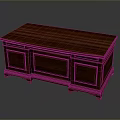Elegant Dark Wooden Desk With Drawers Smooth Surface And Classic Design
