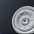 White Round Decorative Ceiling Medallion with Ornate Carved Patterns and Central Hole 3d model