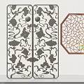 Traditional Chinese Carved Room Divider with Intricate Openwork Patterns and Octagonal Wall Decor