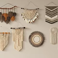 Macrame Wall Hangings With Various Designs Leaf Patterns Tassels And Neutral Tones 3d model