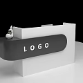 Modern Reception Desk With Logo And White Black Sleek Design 3d model