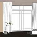 Modern color matching curtain gauze curtain lazy sofa 3d model