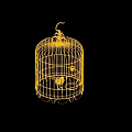 Decorative Metal Birdcage With White Top Brown Base And Small Bowl