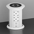 White Cylindrical Switch Panel With Multiple Sockets And USB Ports For Home Office Use 3d model