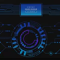 Tech Inspired Interface With Blue Purple Lines And Circular Dashboard Circuit Board Design 3d model