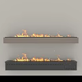 Elegant Modern Light And Dark Fireplace Design With Warm Burning Flames 3d model
