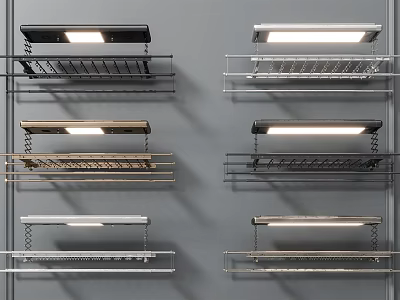 Modern Wall Mounted Clothes Racks With LED Lights And Various Designs 3d model