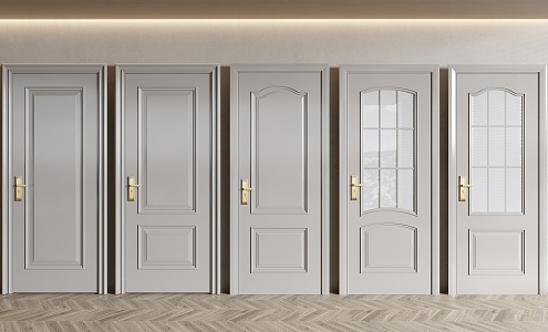 American Style Door Single Door Room Door Bedroom Door Swing Door Toilet Door 3d model