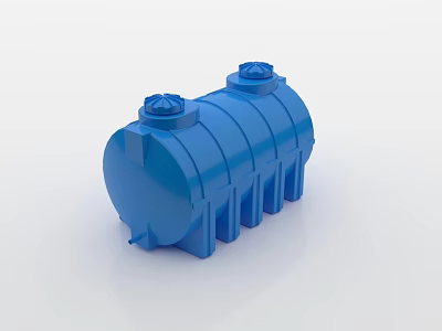 Industrial Equipment Blue Storage Tank With Top Covers And Support Structures 3d model