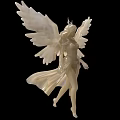 White Angelic Decorative Ornament Set With Flowing Robe And Intricate Wings For Home Decor