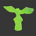 Detailed Golden Owl Sculpture With Spread Wings Standing On Tree Stump Base