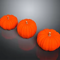 Three Vibrant Orange Pumpkins Fresh Ripe Food For Cooking And Baking