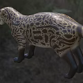 Realistic Reptile Model With Leopard Like Spots In Standing Posture On Grassland Background