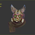 Steampunk Style Gas Mask With Fox Ear Design And Metallic Components 3d model