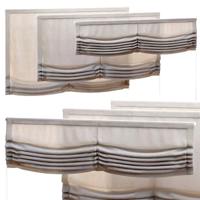 Elegant Pleated Linen Curtains With Soft Texture And Classic Design For Home Interior 3d model