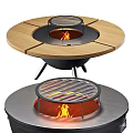 Various Designs Of Fire Pit With Wooden Tabletop Metal Base And Grill Cover