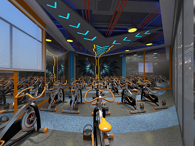 Modern Spinning Room Spinning Bicycle 3d model