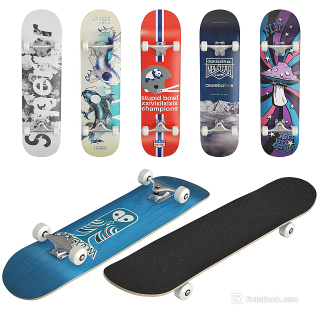 Colorful Skateboards With Unique Graphics And Durable Decks For Sports Enthusiasts 3d model 