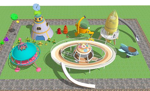 Modern play equipment Sci-fi children's facilities and equipment Children's playground 3d model