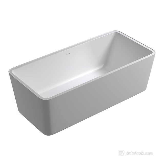 Modern White Freestanding Bathtub With Rectangular Shape Sleek Design And Smooth Surface 3d model