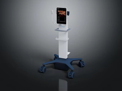 Advanced Mobile Medical Monitoring Device With Digital Display And Rolling Wheels 3d model