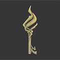 Decorative Golden Metallic Weapon with Curved Design and Polished Shiny Surface