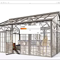 Glass Greenhouse With Transparent Window Frame And Interior Furniture Arrangement Design