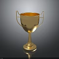 Shiny Golden Trophy With Two Handles And Sturdy Base As Premium Award Equipment