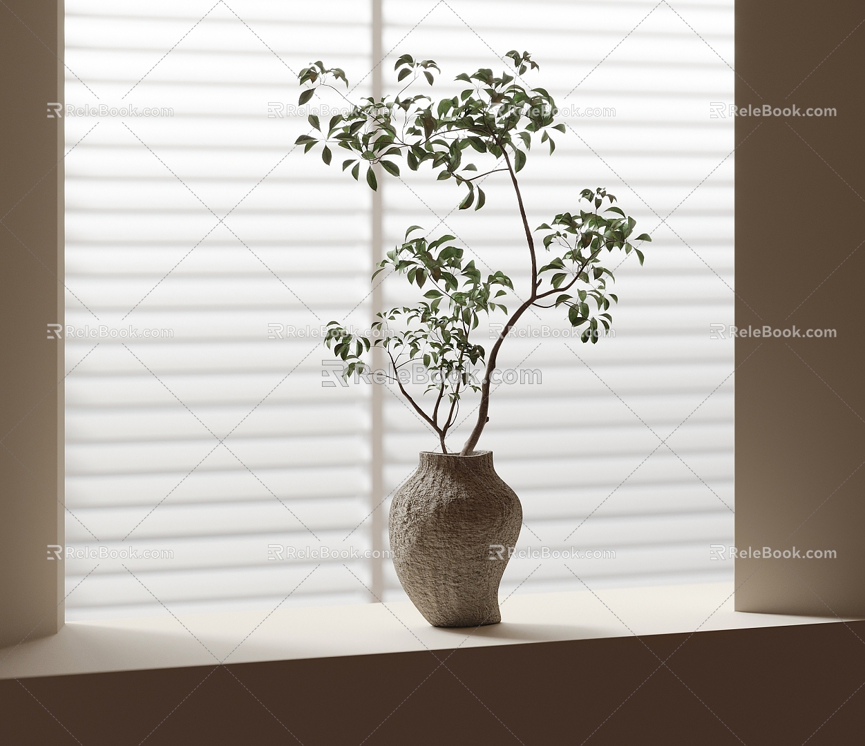 vase floral plant ornaments green plant 3d model