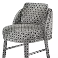 Modern Beige Fabric Bar Stool With Woven Backrest And Black Metal Legs