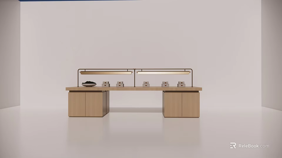 Modern Wooden Display Shelf With Storage Cabinets And LED Lighting For Small Decorative Items 3d model 