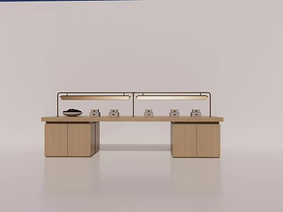 Modern Wooden Display Shelf With Storage Cabinets And LED Lighting For Small Decorative Items 3d model
