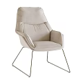 Beige High Back Lounge Chair With Padded Seat And Metal Legs Frame
