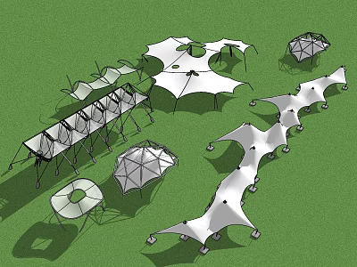 Modern Tensile Membrane Architectural Designs With Various Shapes And Outdoor Applications 3d model