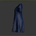 Blue V Neck Short Sleeves Pleated Dress With White Buttons Elegant Fit