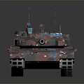 Modern Military Tank Design With Digital Camouflage And Turret Features On Dark Surface