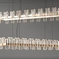 Modern Geometric Chandelier with Linear Metal Frame and Illuminated Hanging Design