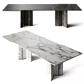 Modern Luxury Rectangular White Marble Dining Table With Exquisite Gold Inlaid Sturdy Decorative Legs