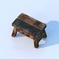 Wooden Stool With Rustic Design Natural Wood Grain And Simple Structure 3d model