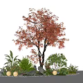 Modern courtyard plant combination modeling landscape tree stone shrub green plant 3d model