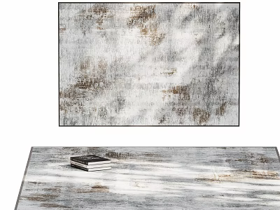 Soft Textured Square Rug In Gray And Brown Abstract Design For Contemporary Living Room 3d model