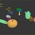 Colorful Fresh Vegetables Including Pumpkin Broccoli And Corn On Dark Background