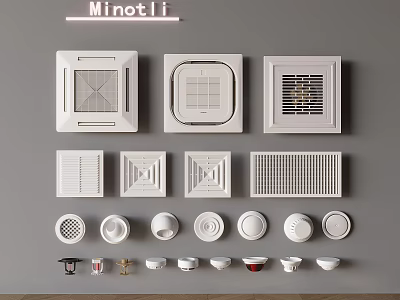 Minotli Air Conditioner Fan Collection Featuring Various Vent Designs and Components 3d model