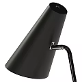 Modern Black And White Table Lamp With Conical Shade Silver Arm And Illuminated Light