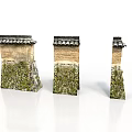 Traditional Chinese Architectural Structures With Tile Roofs And Moss Covered Walls