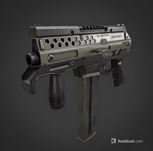 Modern Tactical Weapon Design With Barrel Grip And Metal Construction Features 3d model 