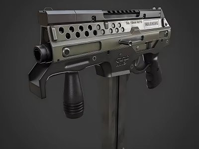 Modern Tactical Weapon Design With Barrel Grip And Metal Construction Features 3d model