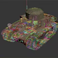 Old Fashioned Military Tank Featuring Tracks Turret Antenna Headlights And Worn Exterior