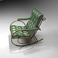 Green Leather Tufted Rocking Leisure Chair With Gold Metal Frame And Classic Design